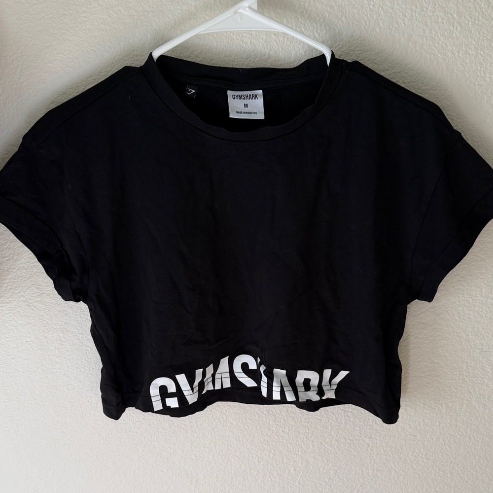 Gymshark Black Crop Top with White Logo